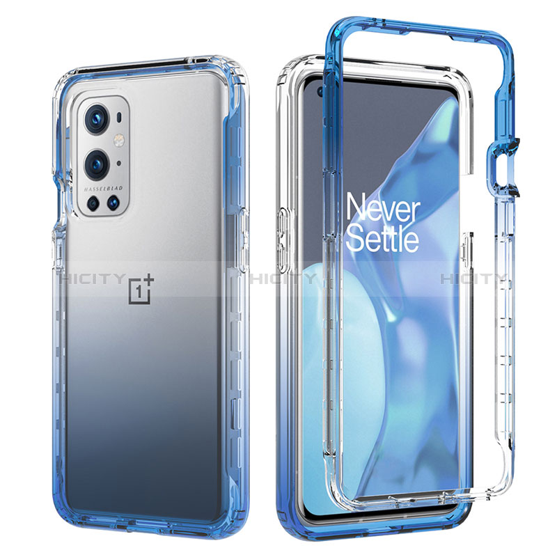 Coque Ultra Fine Transparente Souple Housse Etui 360 Degres Avant et Arriere Degrade JX1 pour OnePlus 9 Pro 5G Bleu Plus