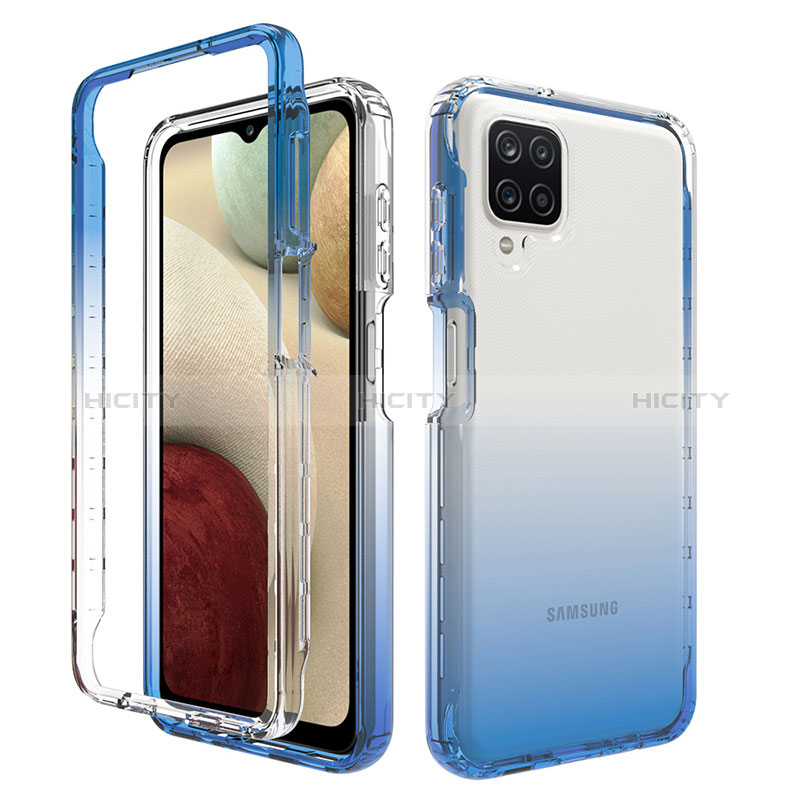 Coque Ultra Fine Transparente Souple Housse Etui 360 Degres Avant et Arriere Degrade JX1 pour Samsung Galaxy A12 5G Bleu Plus