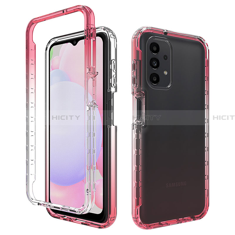 Coque Ultra Fine Transparente Souple Housse Etui 360 Degres Avant et Arriere Degrade JX1 pour Samsung Galaxy A13 4G Rouge Plus