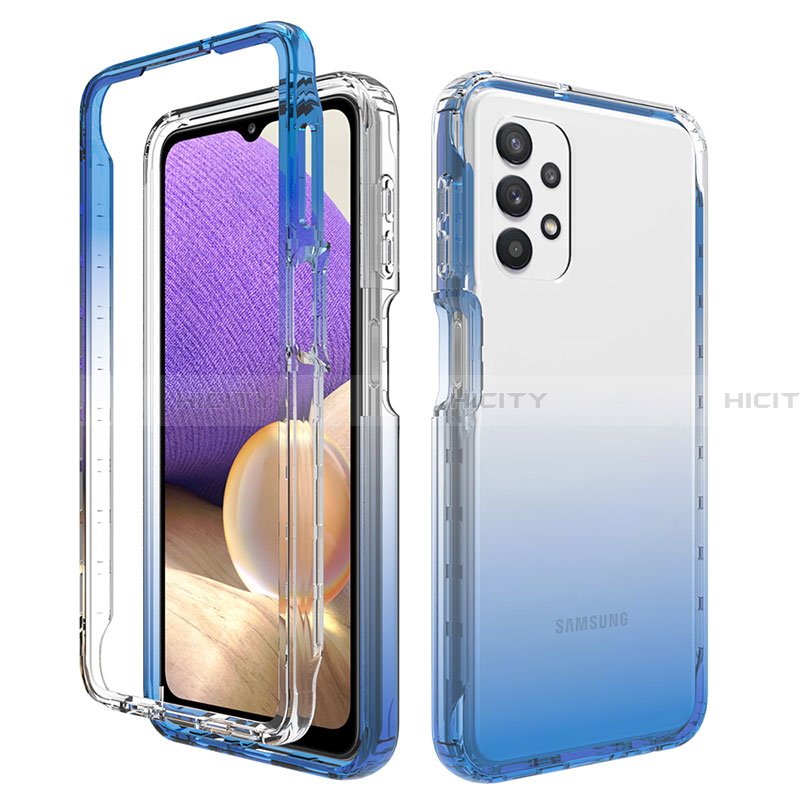 Coque Ultra Fine Transparente Souple Housse Etui 360 Degres Avant et Arriere Degrade JX1 pour Samsung Galaxy A32 4G Bleu Plus