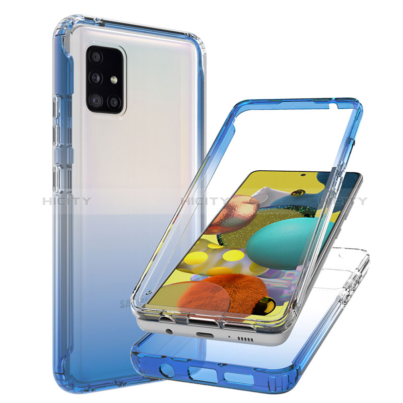 Coque Ultra Fine Transparente Souple Housse Etui 360 Degres Avant et Arriere Degrade JX1 pour Samsung Galaxy A51 4G Bleu Plus