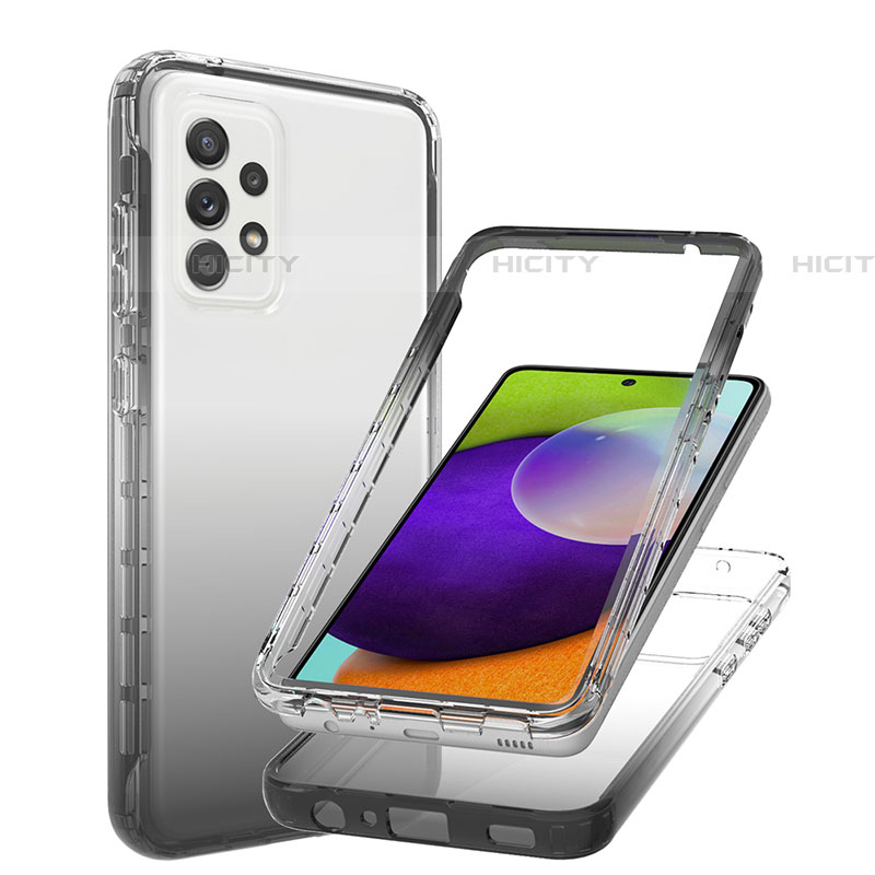 Coque Ultra Fine Transparente Souple Housse Etui 360 Degres Avant et Arriere Degrade JX1 pour Samsung Galaxy A52 4G Noir Plus