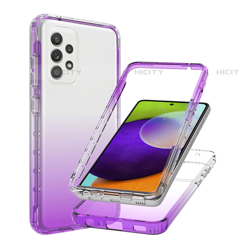 Coque Ultra Fine Transparente Souple Housse Etui 360 Degres Avant et Arriere Degrade JX1 pour Samsung Galaxy A52 4G Violet Plus