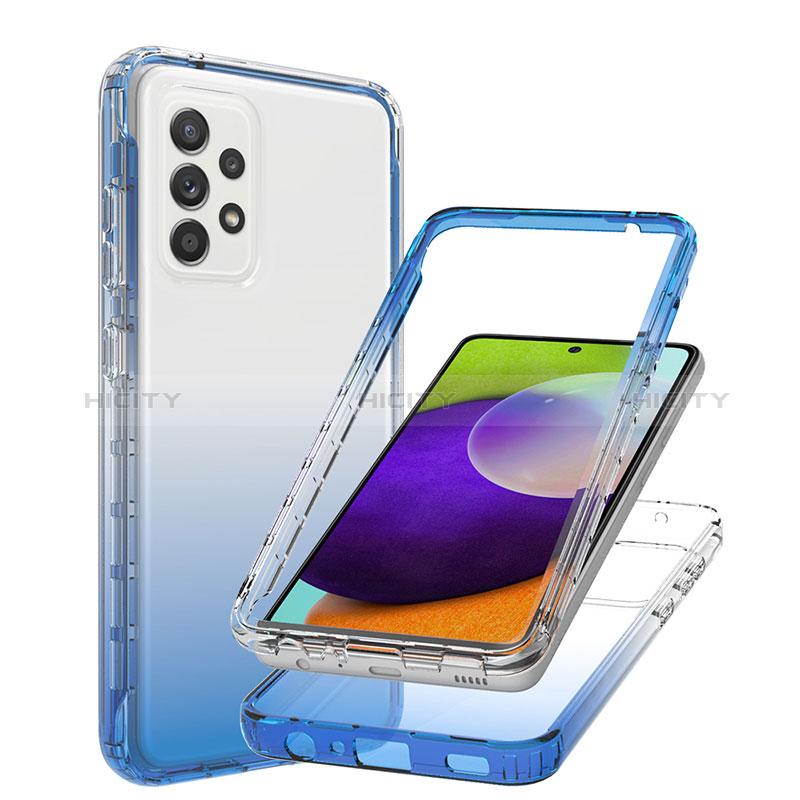 Coque Ultra Fine Transparente Souple Housse Etui 360 Degres Avant et Arriere Degrade JX1 pour Samsung Galaxy A52s 5G Bleu Plus