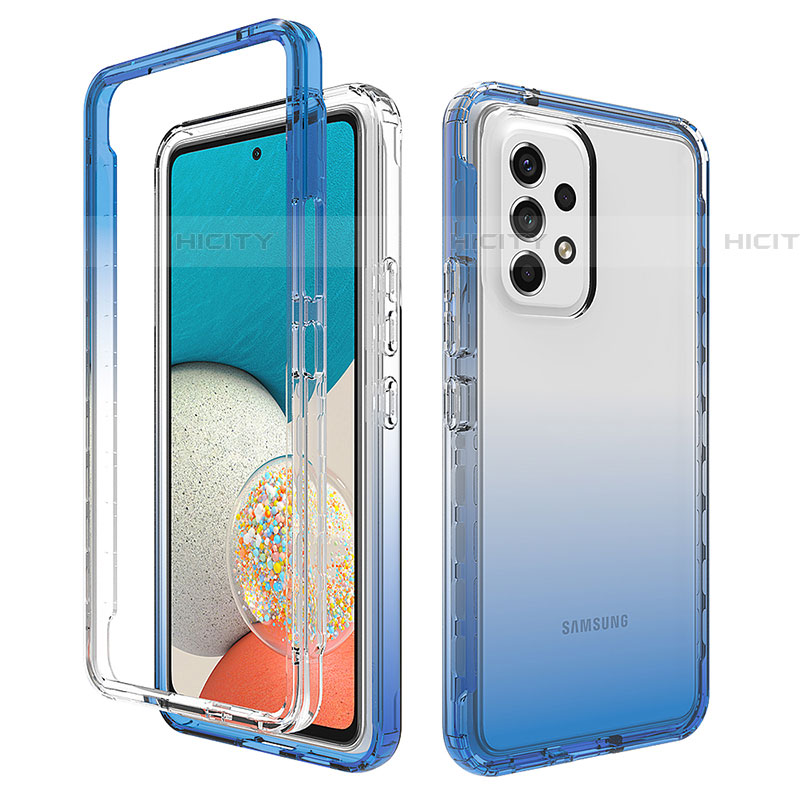 Coque Ultra Fine Transparente Souple Housse Etui 360 Degres Avant et Arriere Degrade JX1 pour Samsung Galaxy A53 5G Bleu Plus