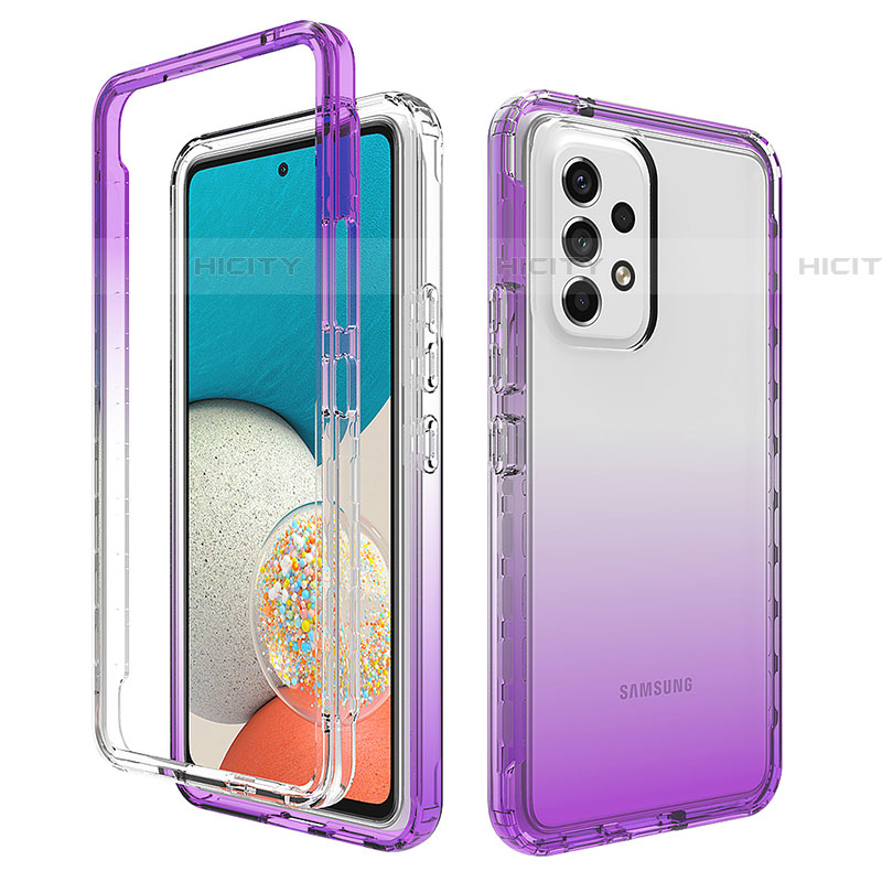 Coque Ultra Fine Transparente Souple Housse Etui 360 Degres Avant et Arriere Degrade JX1 pour Samsung Galaxy A53 5G Violet Plus