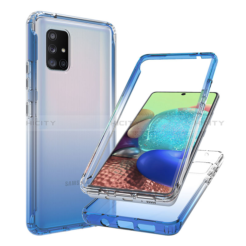 Coque Ultra Fine Transparente Souple Housse Etui 360 Degres Avant et Arriere Degrade JX1 pour Samsung Galaxy A71 5G Bleu Plus