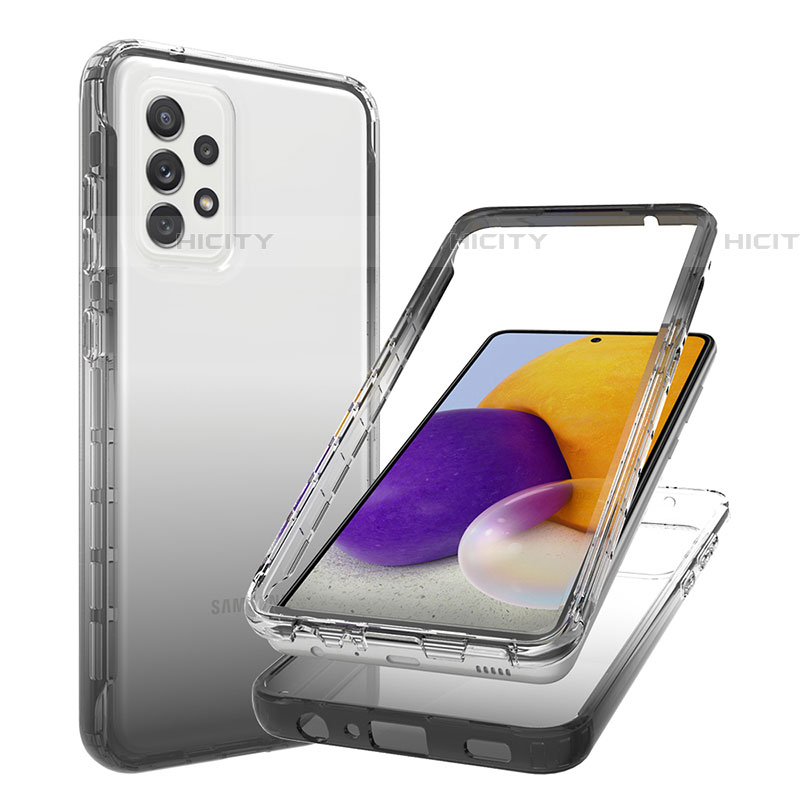Coque Ultra Fine Transparente Souple Housse Etui 360 Degres Avant et Arriere Degrade JX1 pour Samsung Galaxy A72 4G Noir Plus