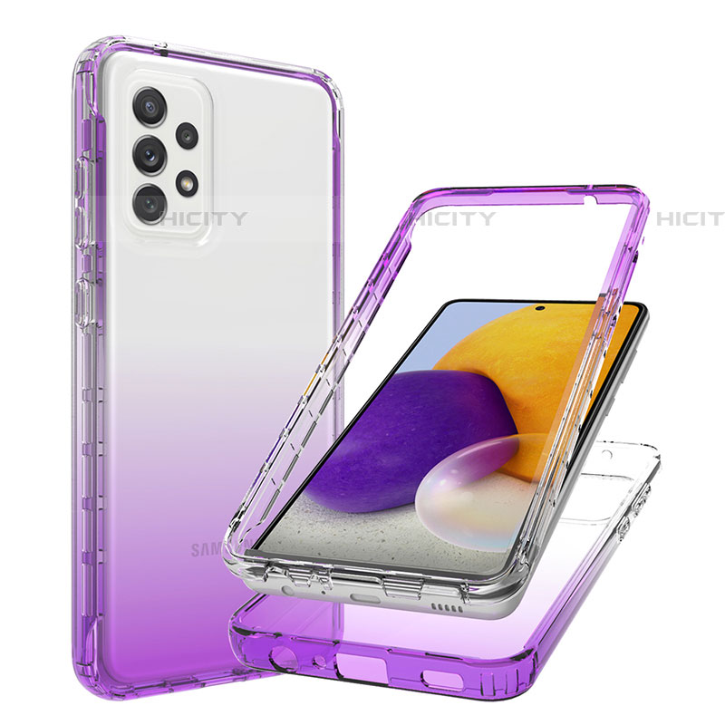 Coque Ultra Fine Transparente Souple Housse Etui 360 Degres Avant et Arriere Degrade JX1 pour Samsung Galaxy A72 5G Violet Plus