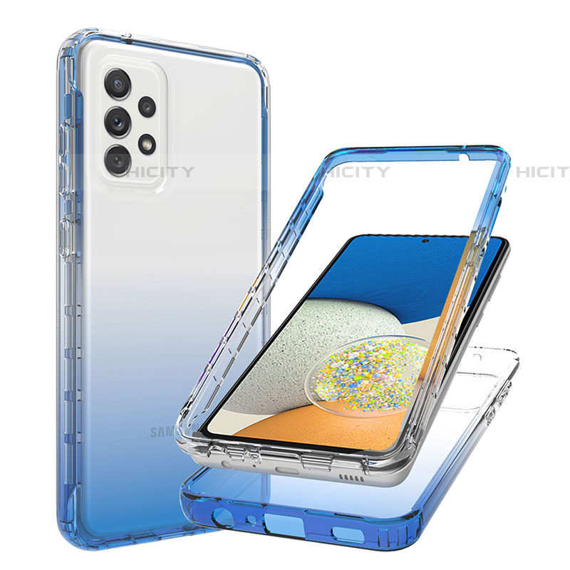 Coque Ultra Fine Transparente Souple Housse Etui 360 Degres Avant et Arriere Degrade JX1 pour Samsung Galaxy A73 5G Bleu Plus