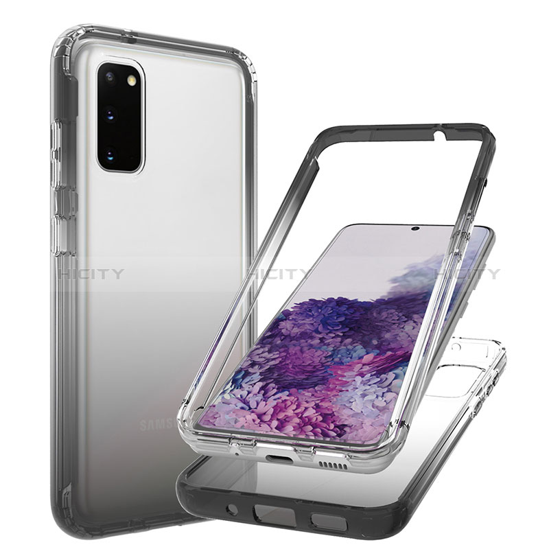 Coque Ultra Fine Transparente Souple Housse Etui 360 Degres Avant et Arriere Degrade JX1 pour Samsung Galaxy S20 5G Noir Plus