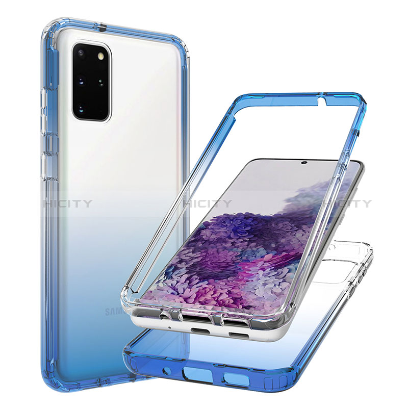 Coque Ultra Fine Transparente Souple Housse Etui 360 Degres Avant et Arriere Degrade JX1 pour Samsung Galaxy S20 Plus 5G Bleu Plus