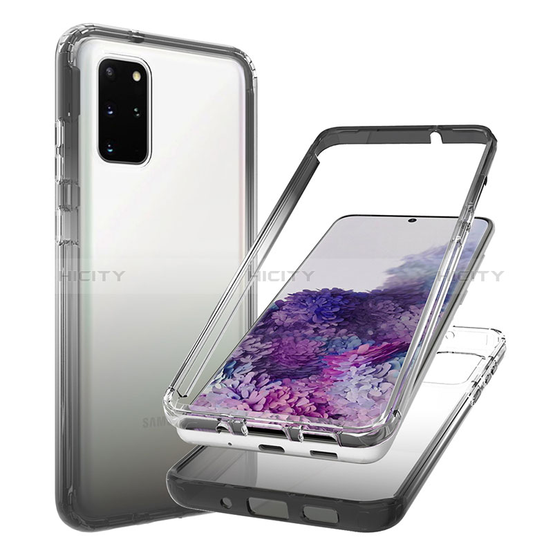 Coque Ultra Fine Transparente Souple Housse Etui 360 Degres Avant et Arriere Degrade JX1 pour Samsung Galaxy S20 Plus 5G Noir Plus