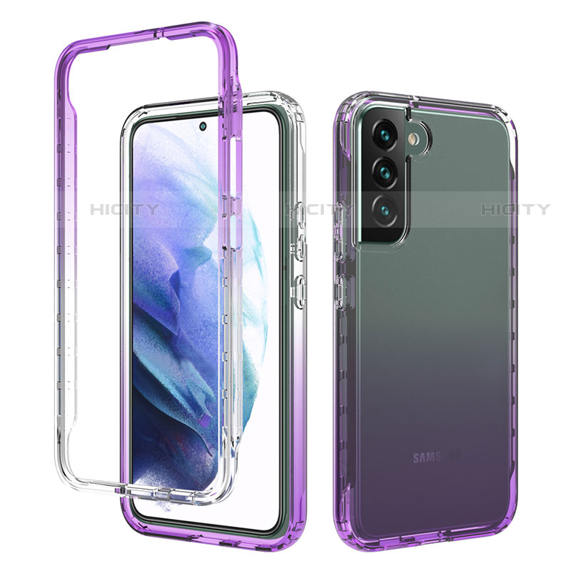 Coque Ultra Fine Transparente Souple Housse Etui 360 Degres Avant et Arriere Degrade M01 pour Samsung Galaxy S21 5G Violet Plus