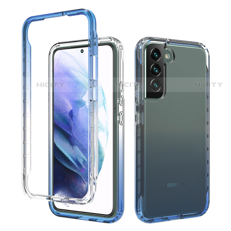 Coque Ultra Fine Transparente Souple Housse Etui 360 Degres Avant et Arriere Degrade M01 pour Samsung Galaxy S21 FE 5G Bleu Plus