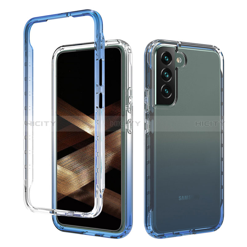 Coque Ultra Fine Transparente Souple Housse Etui 360 Degres Avant et Arriere Degrade M01 pour Samsung Galaxy S24 5G Bleu Plus