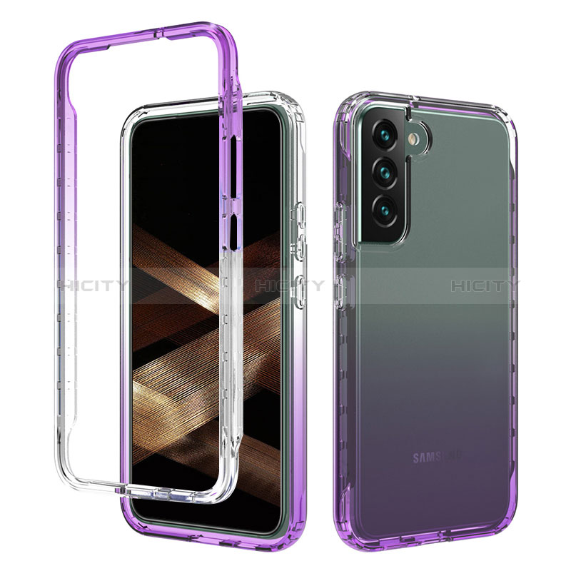 Coque Ultra Fine Transparente Souple Housse Etui 360 Degres Avant et Arriere Degrade M01 pour Samsung Galaxy S24 5G Violet Plus