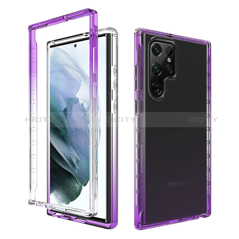 Coque Ultra Fine Transparente Souple Housse Etui 360 Degres Avant et Arriere Degrade M01 pour Samsung Galaxy S24 Ultra 5G Violet Plus