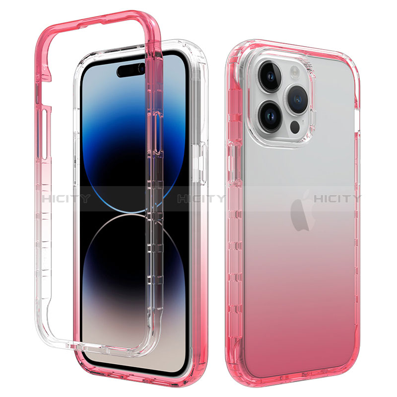 Coque Ultra Fine Transparente Souple Housse Etui 360 Degres Avant et Arriere Degrade pour Apple iPhone 13 Pro Max Rouge Plus