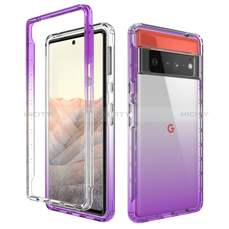 Coque Ultra Fine Transparente Souple Housse Etui 360 Degres Avant et Arriere Degrade pour Google Pixel 6 Pro 5G Plus