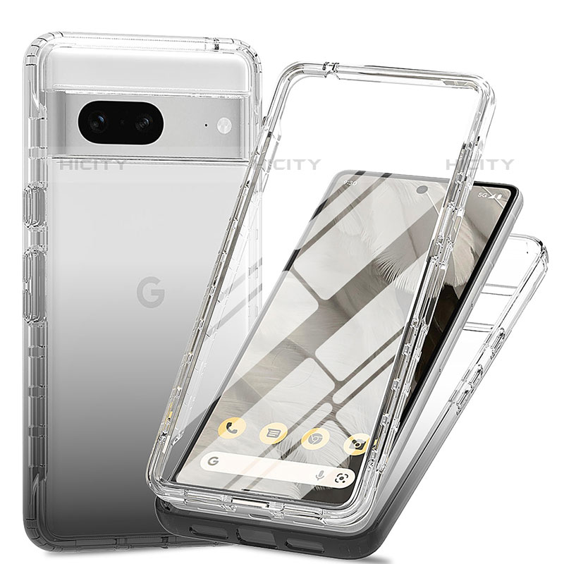 Coque Ultra Fine Transparente Souple Housse Etui 360 Degres Avant et Arriere Degrade pour Google Pixel 7 5G Gris Fonce Plus