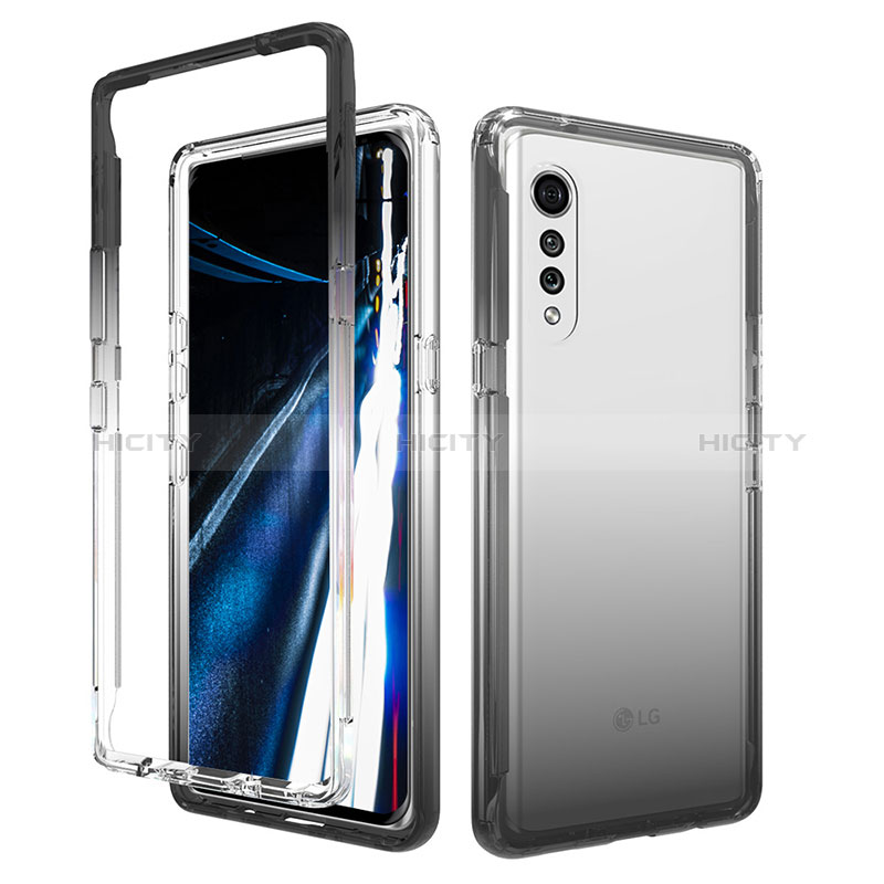 Coque Ultra Fine Transparente Souple Housse Etui 360 Degres Avant et Arriere Degrade pour LG Velvet 4G Gris Fonce Plus