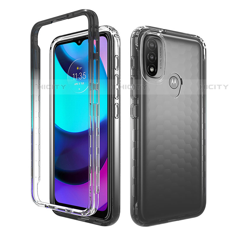 Coque Ultra Fine Transparente Souple Housse Etui 360 Degres Avant et Arriere Degrade pour Motorola Moto E40 Noir Plus