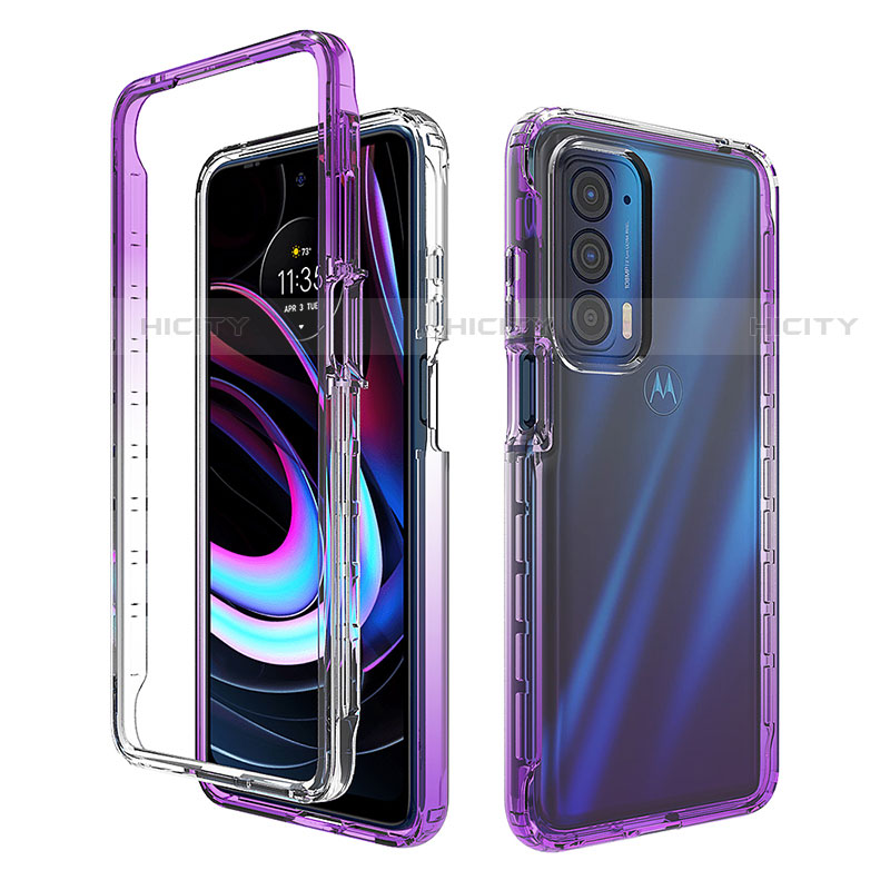 Coque Ultra Fine Transparente Souple Housse Etui 360 Degres Avant et Arriere Degrade pour Motorola Moto Edge (2021) 5G Violet Plus