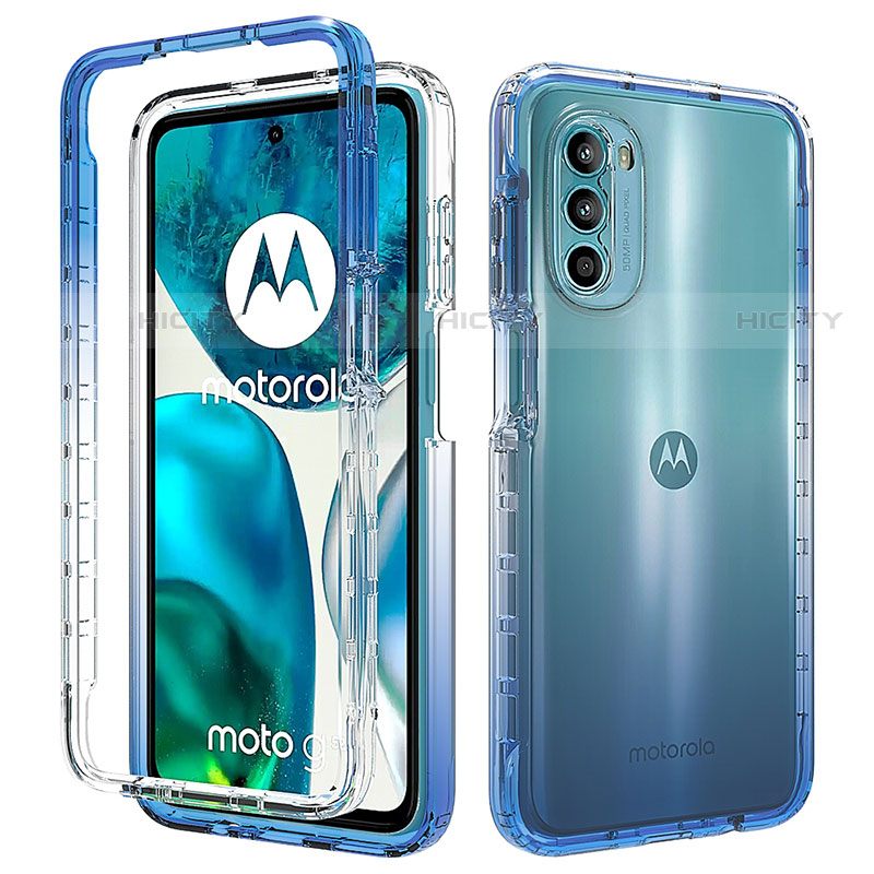 Coque Ultra Fine Transparente Souple Housse Etui 360 Degres Avant et Arriere Degrade pour Motorola Moto Edge (2022) 5G Bleu Plus