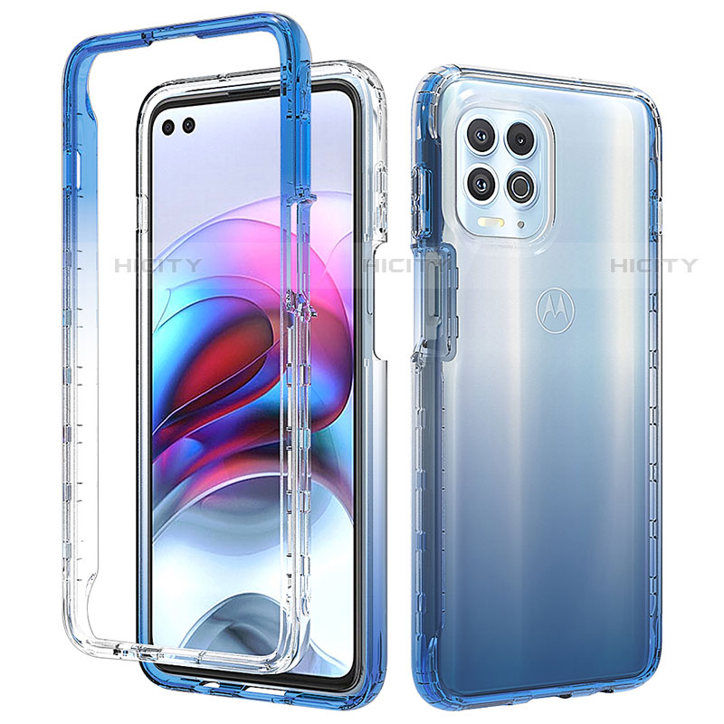 Coque Ultra Fine Transparente Souple Housse Etui 360 Degres Avant et Arriere Degrade pour Motorola Moto Edge S 5G Bleu Plus