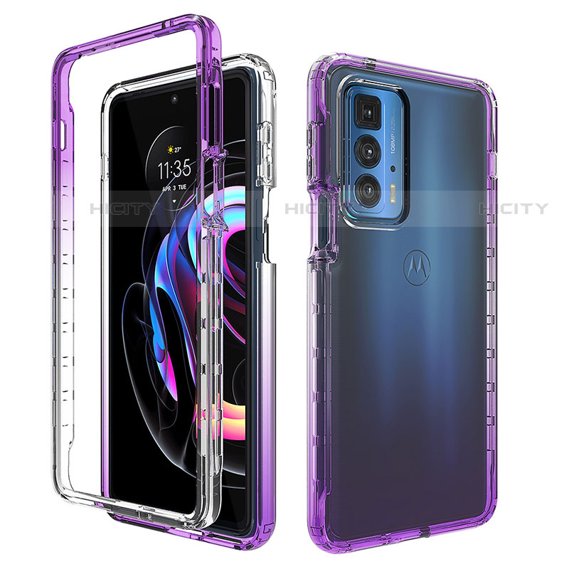 Coque Ultra Fine Transparente Souple Housse Etui 360 Degres Avant et Arriere Degrade pour Motorola Moto Edge S Pro 5G Plus