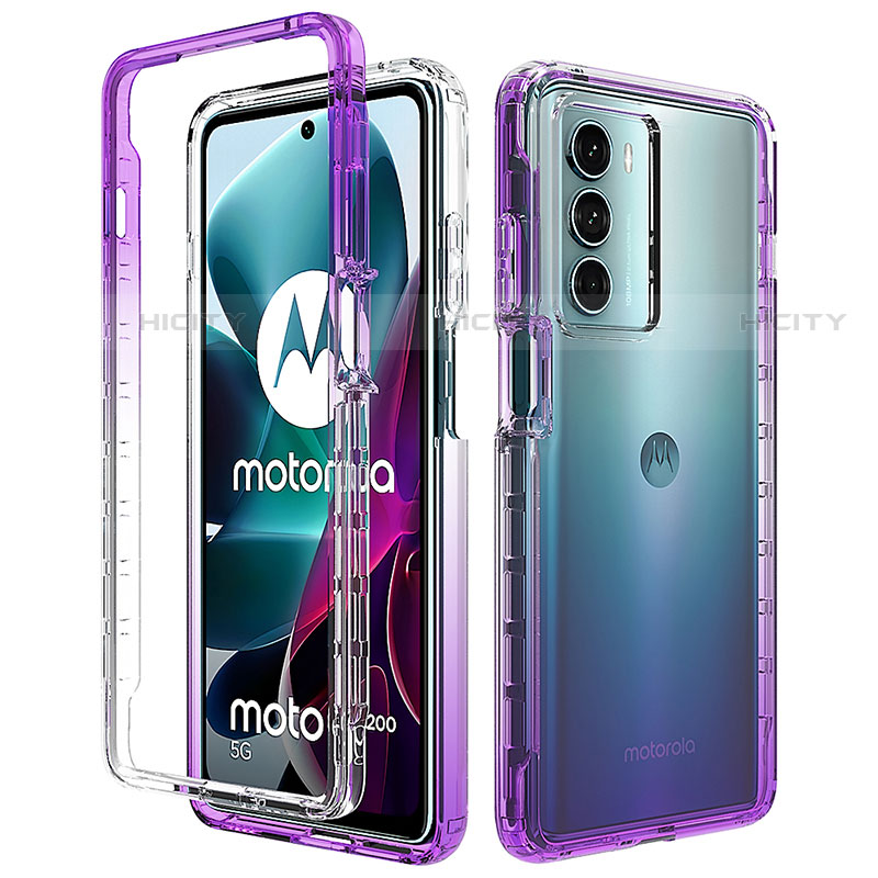 Coque Ultra Fine Transparente Souple Housse Etui 360 Degres Avant et Arriere Degrade pour Motorola Moto Edge S30 5G Violet Plus