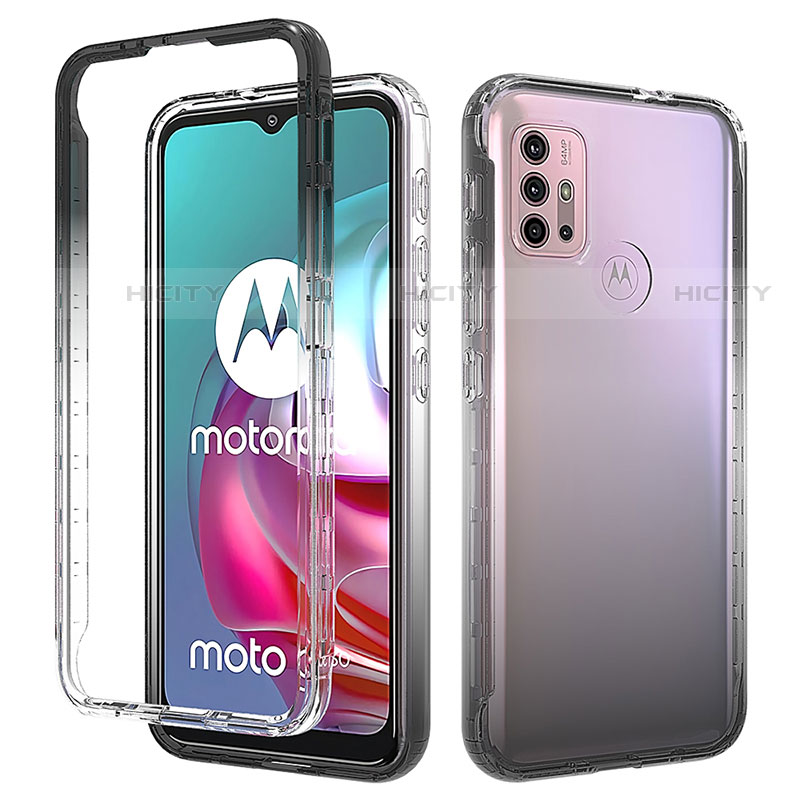 Coque Ultra Fine Transparente Souple Housse Etui 360 Degres Avant et Arriere Degrade pour Motorola Moto G10 Power Noir Plus