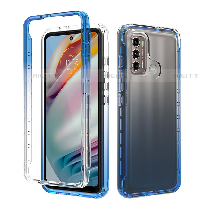 Coque Ultra Fine Transparente Souple Housse Etui 360 Degres Avant et Arriere Degrade pour Motorola Moto G60 Plus