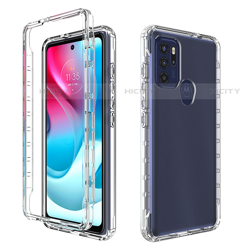 Coque Ultra Fine Transparente Souple Housse Etui 360 Degres Avant et Arriere Degrade pour Motorola Moto G60s Clair Plus