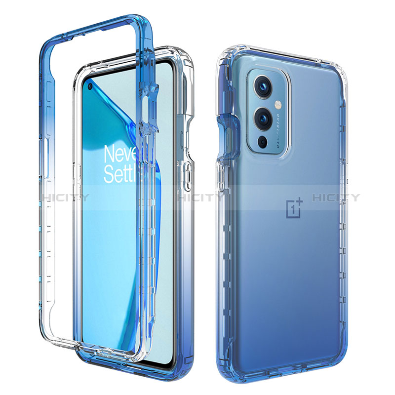 Coque Ultra Fine Transparente Souple Housse Etui 360 Degres Avant et Arriere Degrade pour OnePlus 9 5G Bleu Plus