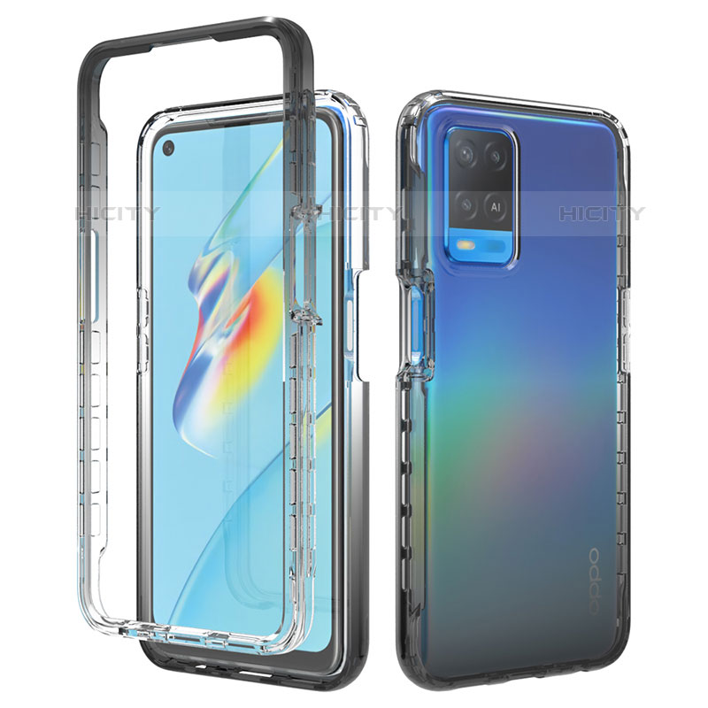 Coque Ultra Fine Transparente Souple Housse Etui 360 Degres Avant et Arriere Degrade pour Oppo A54 4G Noir Plus