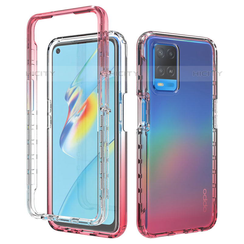 Coque Ultra Fine Transparente Souple Housse Etui 360 Degres Avant et Arriere Degrade pour Oppo A54 4G Rouge Plus