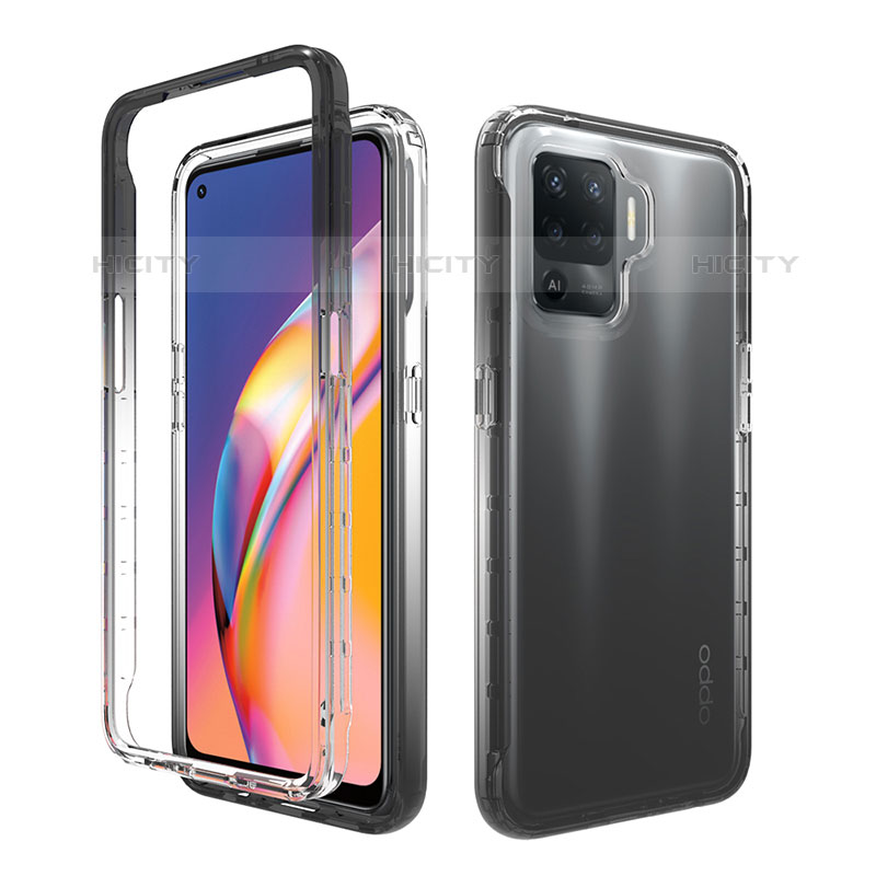 Coque Ultra Fine Transparente Souple Housse Etui 360 Degres Avant et Arriere Degrade pour Oppo F19 Pro Noir Plus