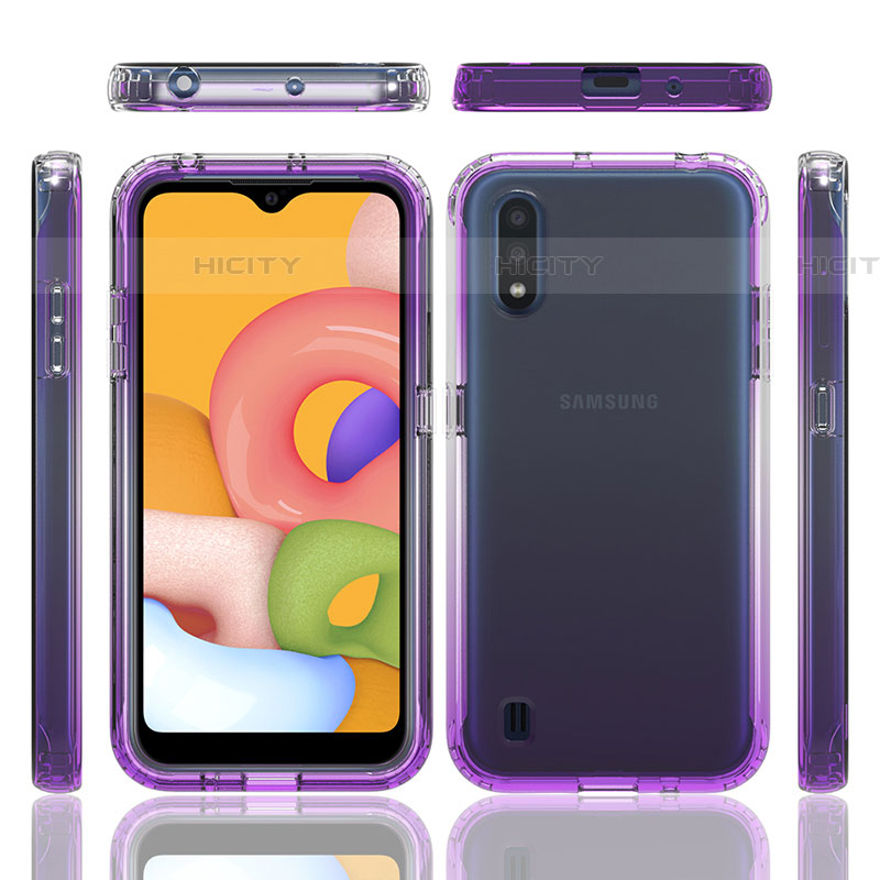 Coque Ultra Fine Transparente Souple Housse Etui 360 Degres Avant et Arriere Degrade pour Samsung Galaxy A01 SM-A015 Plus