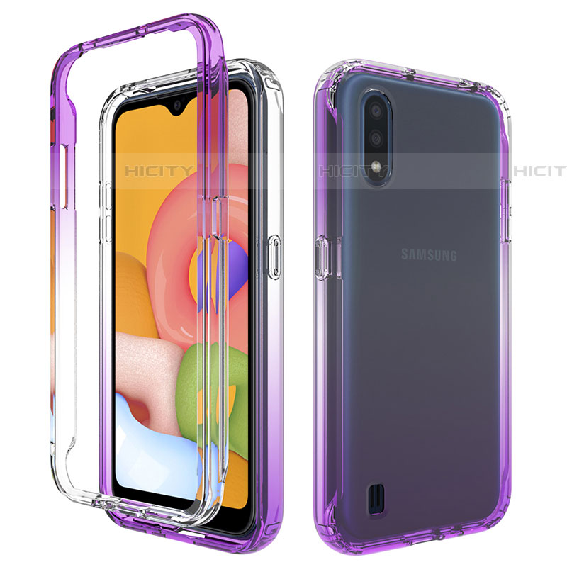 Coque Ultra Fine Transparente Souple Housse Etui 360 Degres Avant et Arriere Degrade pour Samsung Galaxy A01 SM-A015 Plus