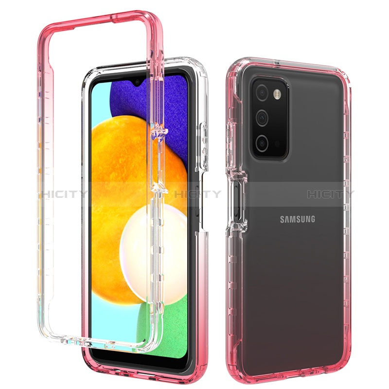 Coque Ultra Fine Transparente Souple Housse Etui 360 Degres Avant et Arriere Degrade pour Samsung Galaxy A02s Rouge Plus