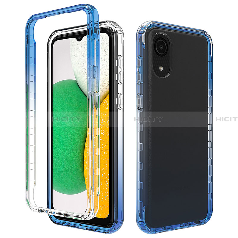 Coque Ultra Fine Transparente Souple Housse Etui 360 Degres Avant et Arriere Degrade pour Samsung Galaxy A03 Core Bleu Plus