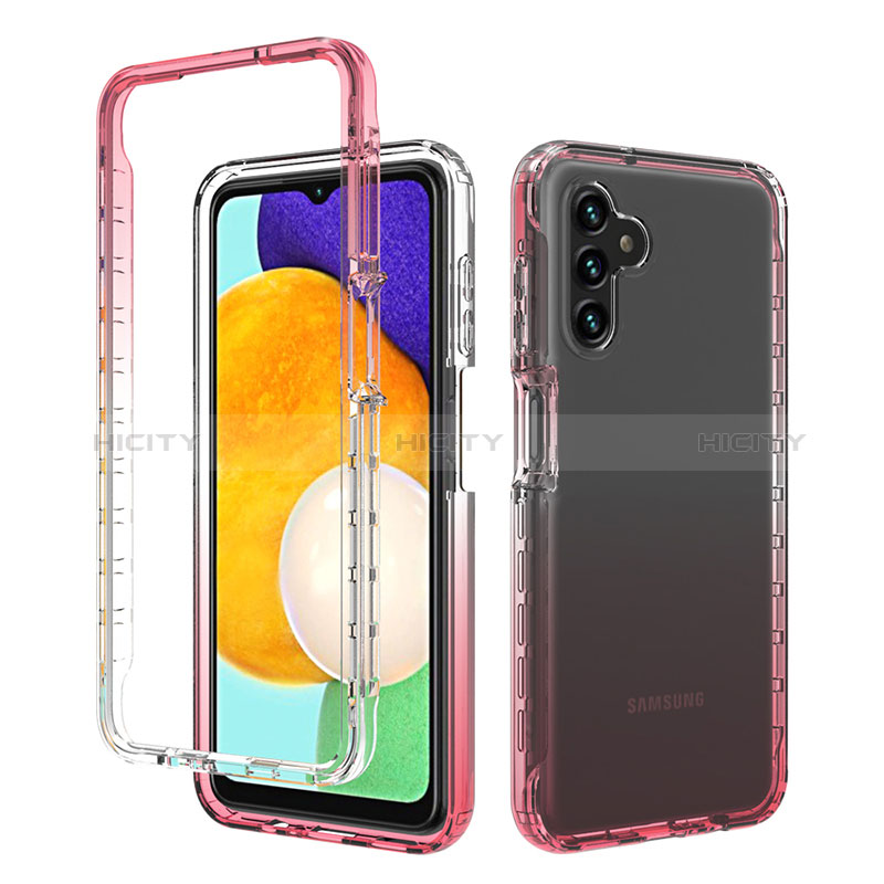 Coque Ultra Fine Transparente Souple Housse Etui 360 Degres Avant et Arriere Degrade pour Samsung Galaxy A04s Rouge Plus