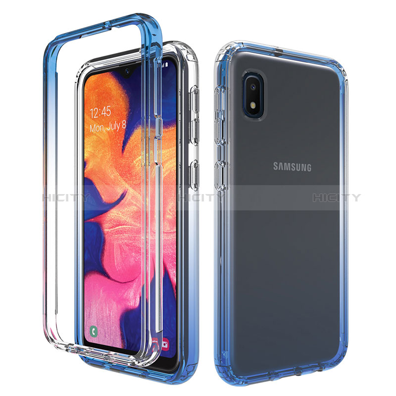 Coque Ultra Fine Transparente Souple Housse Etui 360 Degres Avant et Arriere Degrade pour Samsung Galaxy A10e Bleu Plus