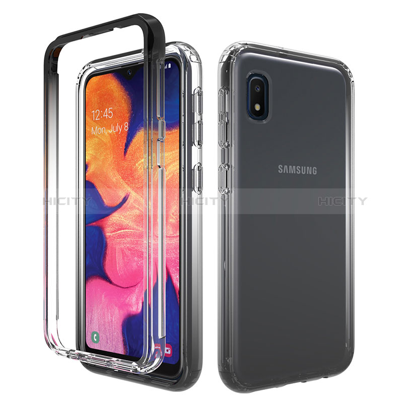 Coque Ultra Fine Transparente Souple Housse Etui 360 Degres Avant et Arriere Degrade pour Samsung Galaxy A10e Gris Fonce Plus