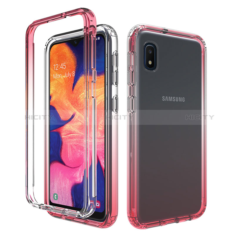 Coque Ultra Fine Transparente Souple Housse Etui 360 Degres Avant et Arriere Degrade pour Samsung Galaxy A10e Rouge Plus