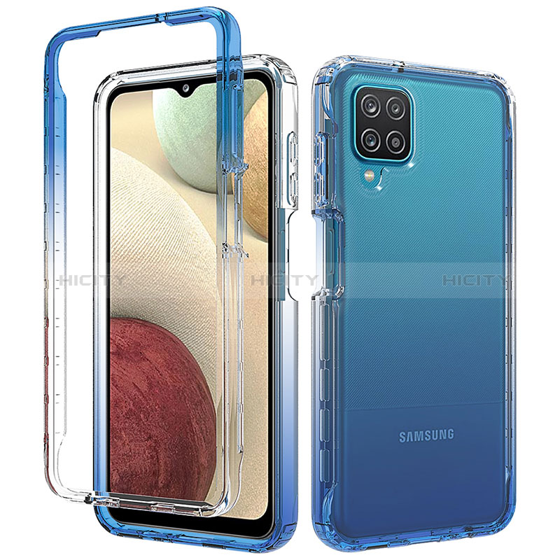 Coque Ultra Fine Transparente Souple Housse Etui 360 Degres Avant et Arriere Degrade pour Samsung Galaxy A12 5G Bleu Plus