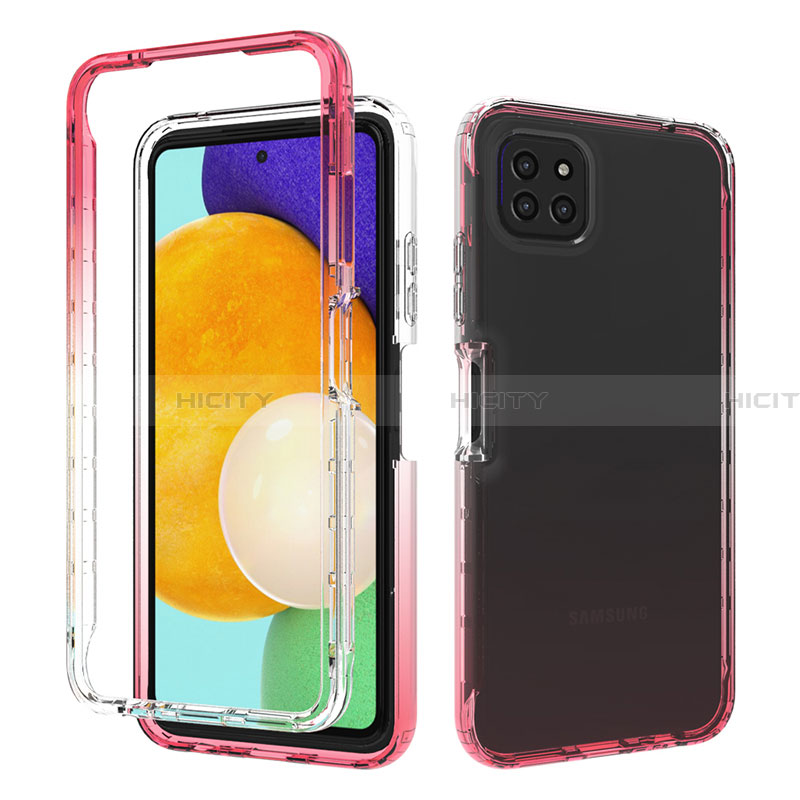 Coque Ultra Fine Transparente Souple Housse Etui 360 Degres Avant et Arriere Degrade pour Samsung Galaxy A22 5G Rouge Plus