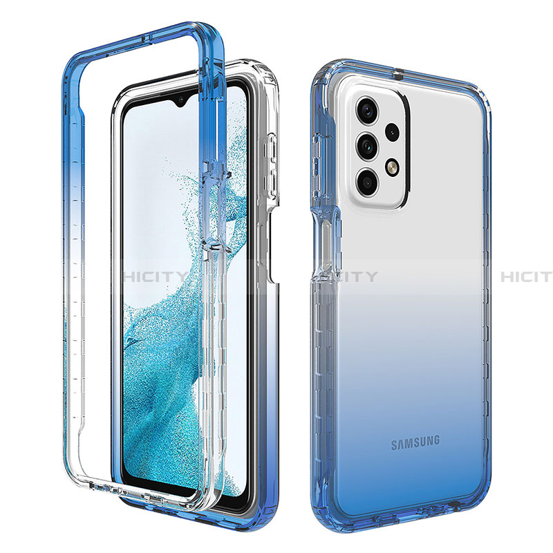 Coque Ultra Fine Transparente Souple Housse Etui 360 Degres Avant et Arriere Degrade pour Samsung Galaxy A23 4G Bleu Plus